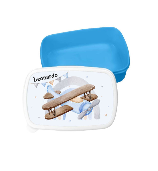 Brotdose & Trinkflasche personalisiert Flugzeug - Kinder Set mit Namen Edelstahl Trinkflasche - CreativMade 