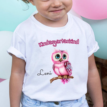 T-Shirt Kindergartenkind Eule Mädchen mit Name - CreativMade 