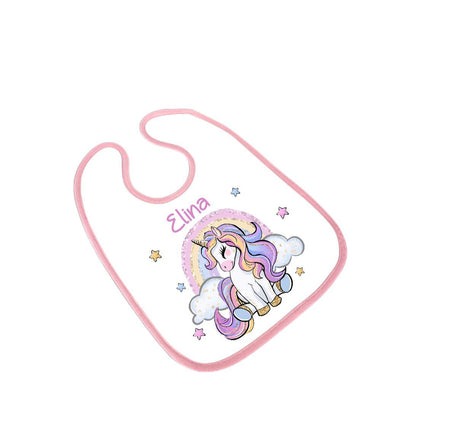 Personalisiertes Baby Lätzchen Einhorn aus Frottee mit Klettverschluss Sabberlatz mit Namen Mädchen - CreativMade