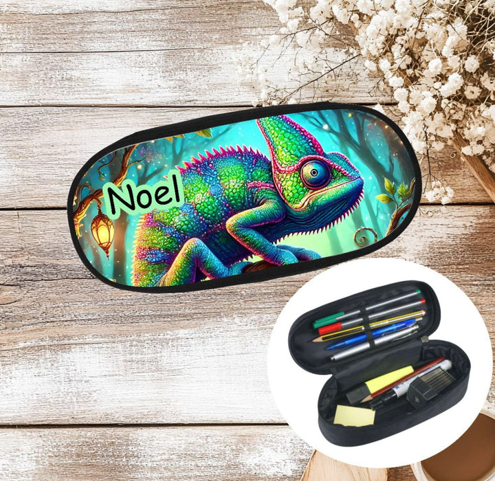Personalisiertes Federmäppchen Chamäleon Stifte Etui mit Namen Stifte-Mäppchen Federmappe Federtasche Erwachsene & Kinder - CreativMade
