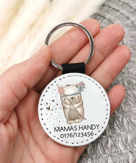 Schlüsselanhänger Anhänger Notfallnummer Bär Geschenk - CreativMade 