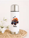 Personalisierte Thermoskanne Monstertruck aus Edelstahl für Kinder mit Namen, für Schule &  Kindergarten - CreativMade 