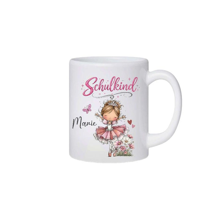 Schulkind Tasse personalisiert Ballerina Mädchen Einschulungstasse mit Namen Geschenk Einschulung Erstklässler - CreativMade