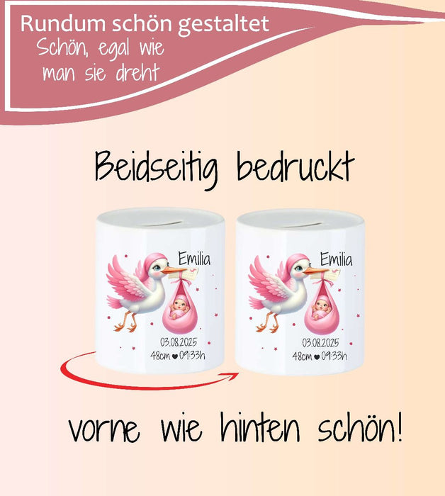Personalisierte Taufspardose aus Keramik – Spardose zur Taufe mit Namen - CreativMade