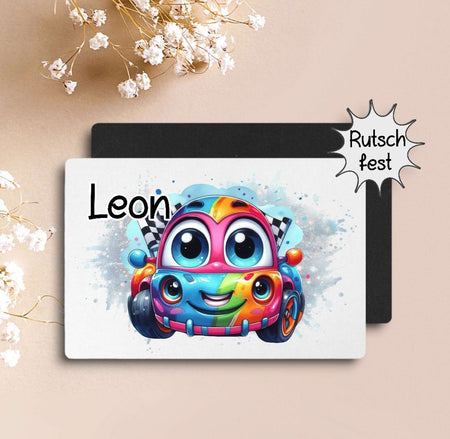 Tischset Kinder Auto personalisiert mit Name Junge Platzdeckchen Platzset - CreativMade 