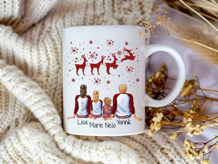 Tasse Personalisierte Weihnachtstasse Familie & Freunde – Keramik mit Namen Weihnachtsgeschenk - CreativMade 