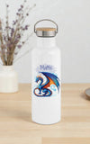 Personalisierte Kinder Trinkflasche mit Namen Drache – Edelstahl Thermosflasche auslaufsicher für Kindergarten & Schule - CreativMade