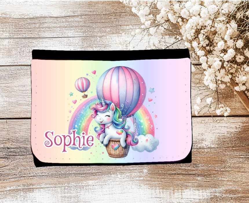 Kinder Geldbeutel personalisiert Einhorn – Geldbörse mit Namen Klettverschluss oder Reißverschluss Porte­mon­naie - CreativMade