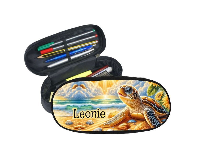 Personalisiertes Federmäppchen Schildkröte Stifte Etui mit Namen Stifte-Mäppchen Federmappe Federtasche Erwachsene & für Kinder - CreativMade