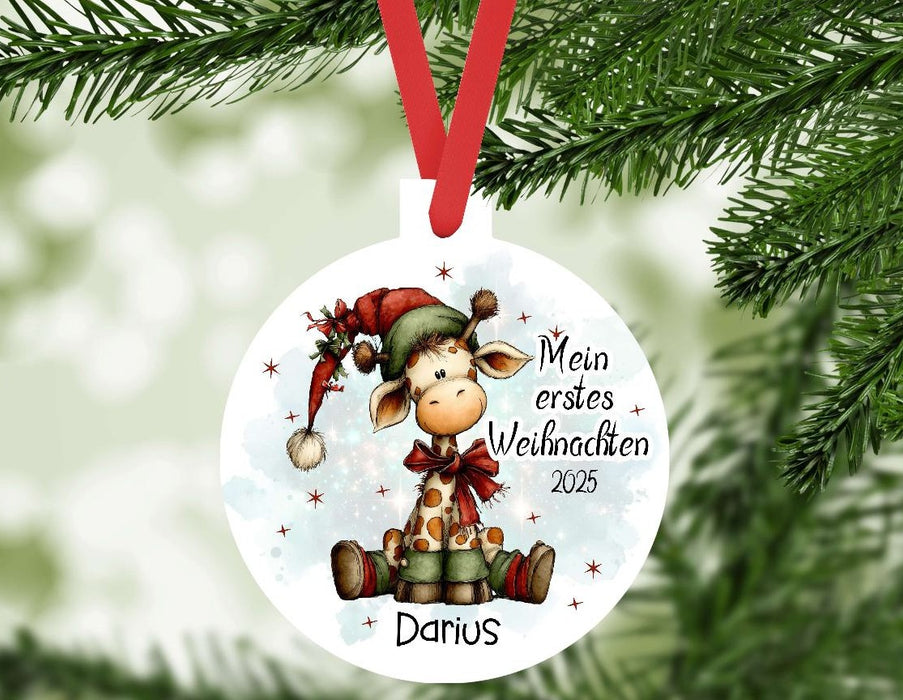 Personalisierter Christbumschmuck & Weihnachtsbaumanhänger Baby – Mein erstes Weihnachten mit Namen aus Aluminium – Geschenkidee zur Weihnachtsdeko - CreativMade 