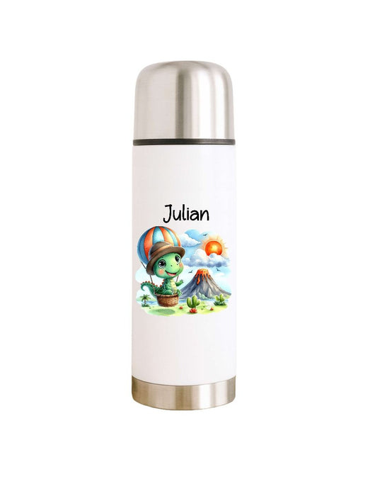 Thermoskanne personalisiert mit Namen Dinosaurier Edelstahl Isolierflasche Thermoflasche Geschenkidee - CreativMade 