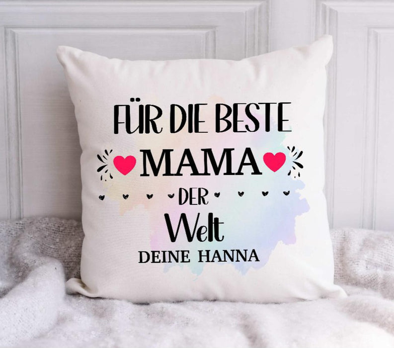 Kissen personalisiert für die beste Mama der Welt mit Name Kissenhülle - CreativMade 