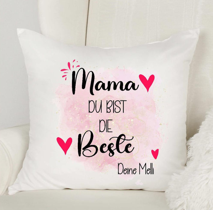 Kissen personalisiert Mama Du bist die Beste mit Name Kissenhülle - CreativMade 