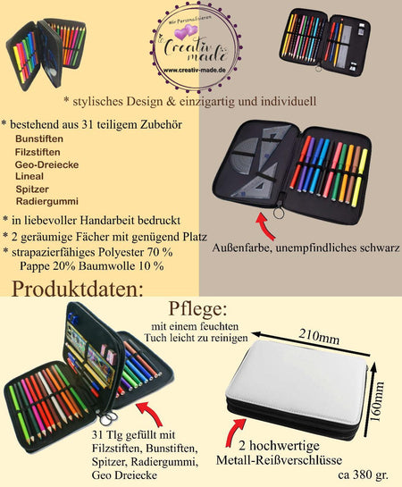 Federmäppchen mit Name Fußball Junge personalisiert Geschenk Einschulung Federmappe Federpenal - CreativMade 