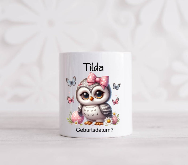 Spardose Kinder personalisiert mit Name Eule Mädchen Keramik Kinderspardose Geschenk Geburt Geburtstag Einschulung Taufe - CreativMade 