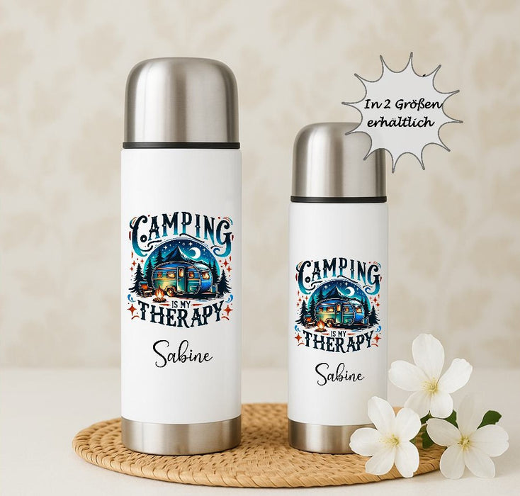 Thermoskanne personalisiert mit Namen Camping Edelstahl Isolierflasche Thermoflasche Erwachsene Geschenkidee - CreativMade 