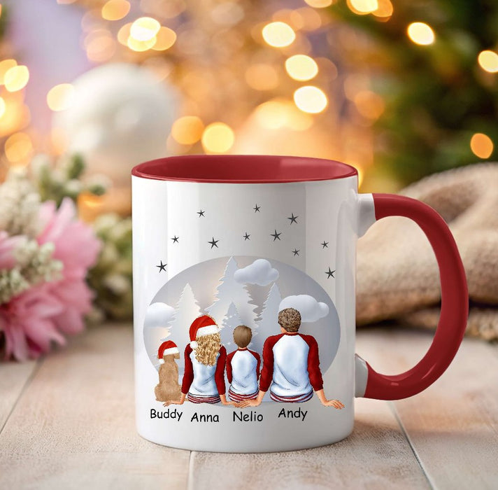 Tasse Personalisierte Weihnachtstasse Familie & Haustier – Keramik oder Emaille mit Namen Weihnachtsgeschenk - CreativMade 