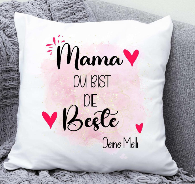 Kissen personalisiert Mama Du bist die Beste mit Name Kissenhülle - CreativMade 