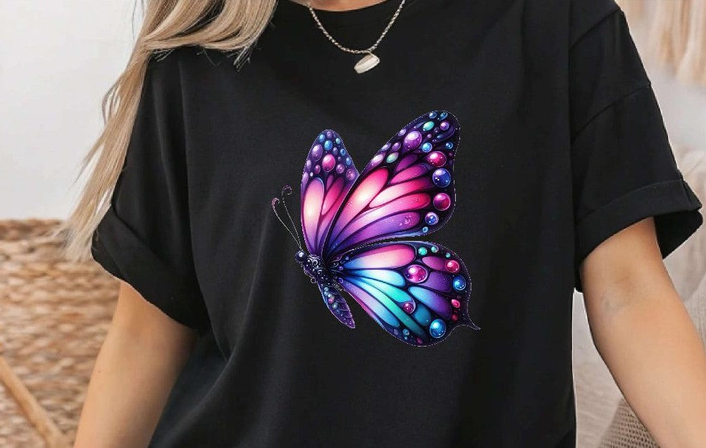 Bügelbild Schmetterling Erwachsene Aufbügelmotiv Textilaufbügel für Kleidung & Stoffe DIY Transferbild & Geschenkidee Damen - CreativMade