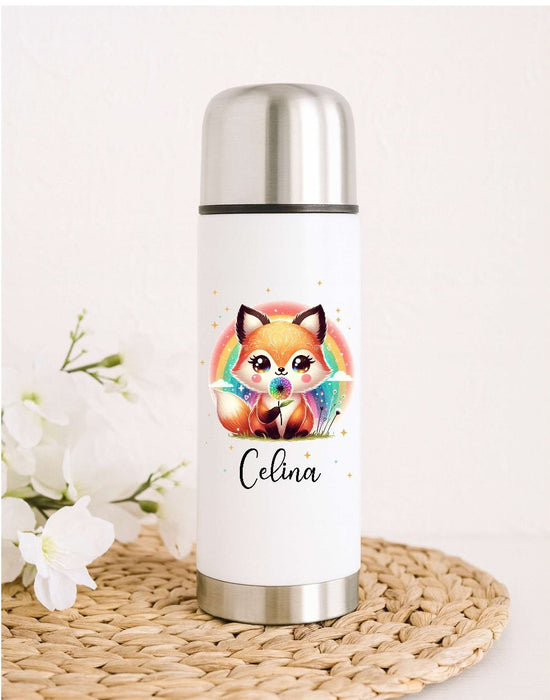 Personalisierte Thermoskanne Fuchs aus Edelstahl für Kinder mit Namen, für Schule &  Kindergarten - CreativMade 