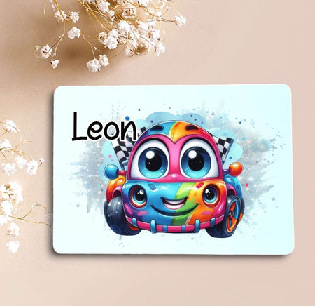 Tischset Kinder Auto personalisiert mit Name Junge Platzdeckchen Platzset - CreativMade 