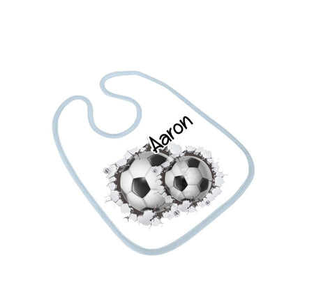 Personalisiertes Baby Lätzchen Fußball aus Frottee mit Klettverschluss Sabberlatz mit Namen Jungen - CreativMade