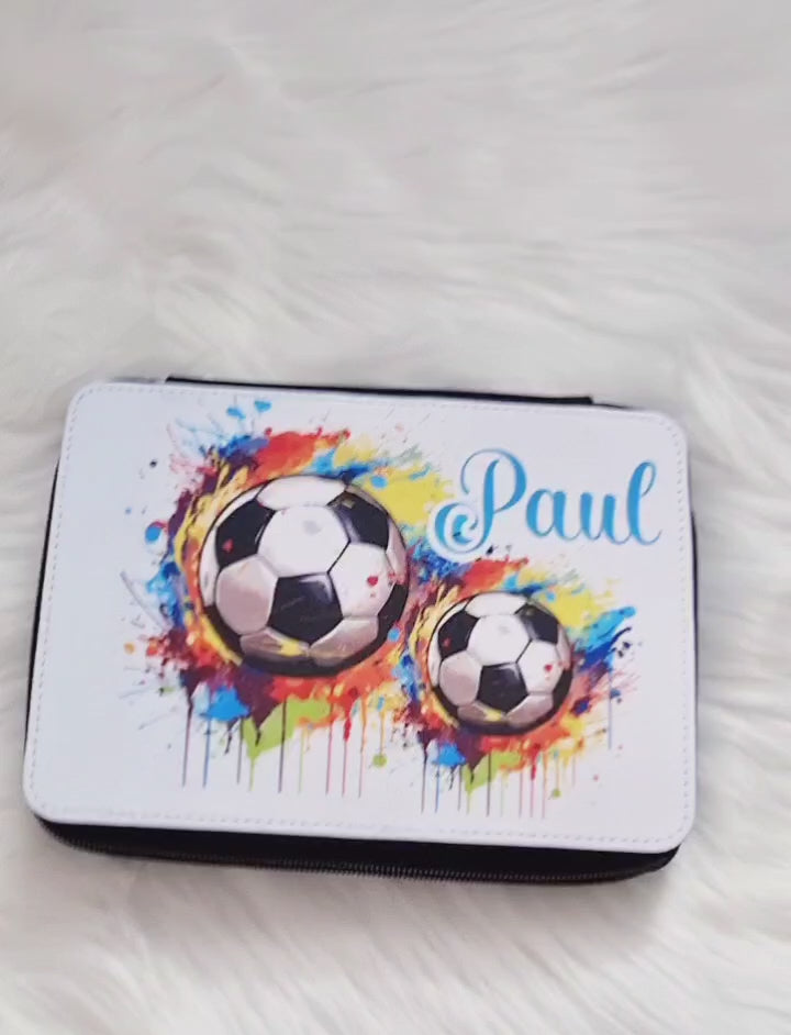 Federmäppchen mit Name Fußball Jungen personalisiert Geschenk Einschulung Federmappe Federpenal - CreativMade