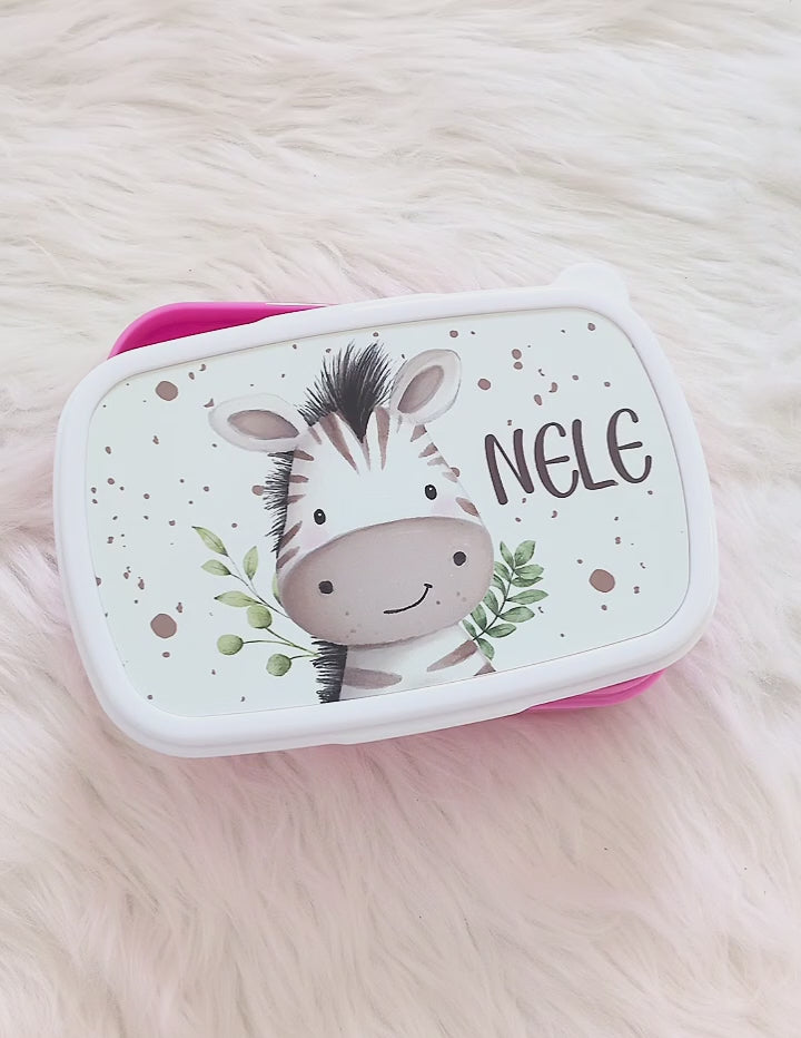 Personalisierte Brotdose mit Namen Kinder | Tiermotive Zebra | Kindergarten| Schule - CreativMade