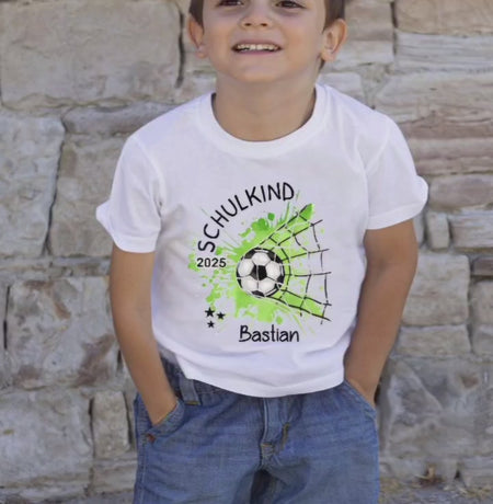 T-Shirt Schulkind Fußball mit Name Junge personalisiert Einschulungsshirt Einschulung erste Klasse Geschenk Erstklässler Outfit - CreativMade