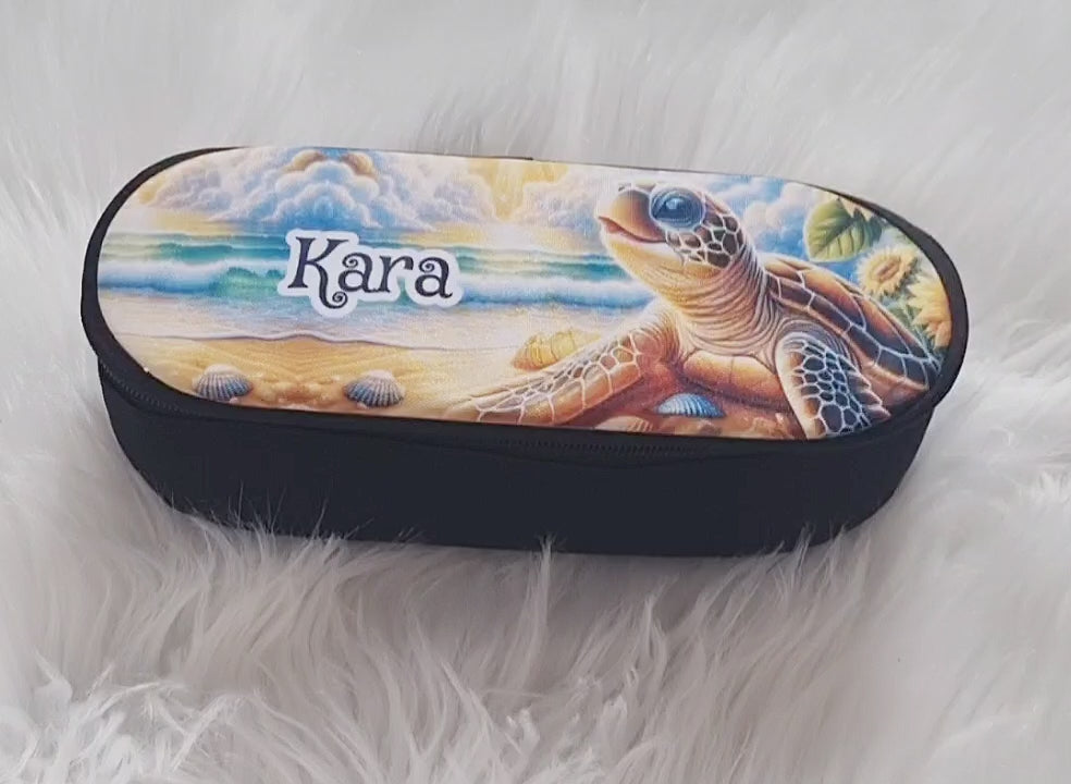 Personalisiertes Federmäppchen Schildkröte Stifte Etui mit Namen Stifte-Mäppchen Federmappe Federtasche Erwachsene & für Kinder - CreativMade