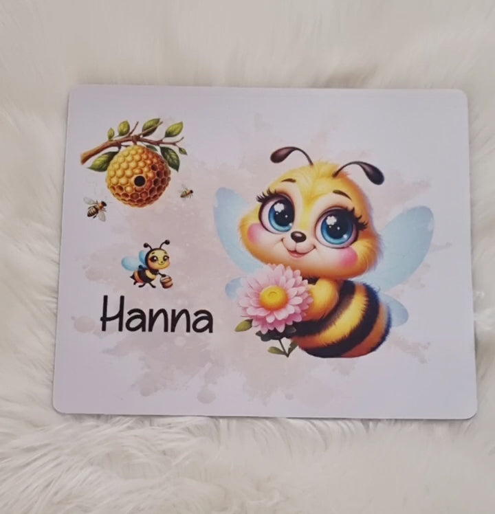Tischset Kinder rutschfest personalisiert mit Name Biene Mädchen Platzdeckchen Platzset - CreativMade