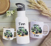 Personalisiertes Kinder Trinkflaschen- & Tassen-Set mit Namen Eule – Edelstahl Trinkflasche 500 ml für Schule & Kindergarten - CreativMade