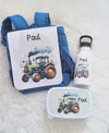 Brotdose Trinkflasche und Rucksack personalisiert Traktor Kinder Set Edelstahl Flasche Kita Set Kindergarten Kinderrucksack Jungen - CreativMade
