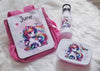 Brotdose Trinkflasche und Rucksack personalisiert Einhorn Kinder Set Edelstahl Flasche Kita Set Kindergarten Kinderrucksack Mädchen - CreativMade