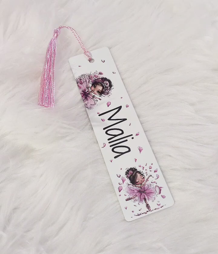 Personalisiertes Lesezeichen Ballerina mit Namen – Geschenk zur Einschulung für Mädchen Metall - CreativMade