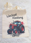 Wechselkleidung Kita Traktor Tasche personalisiert mit Name Junge Kindergarten Wechselwäsche Wechselsachen Beutel - CreativMade