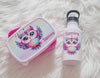 Set Brotdose und Trinkflasche personalisiert mit Namen Eule Edelstahl 500ml Lunchbox Mädchen - CreativMade