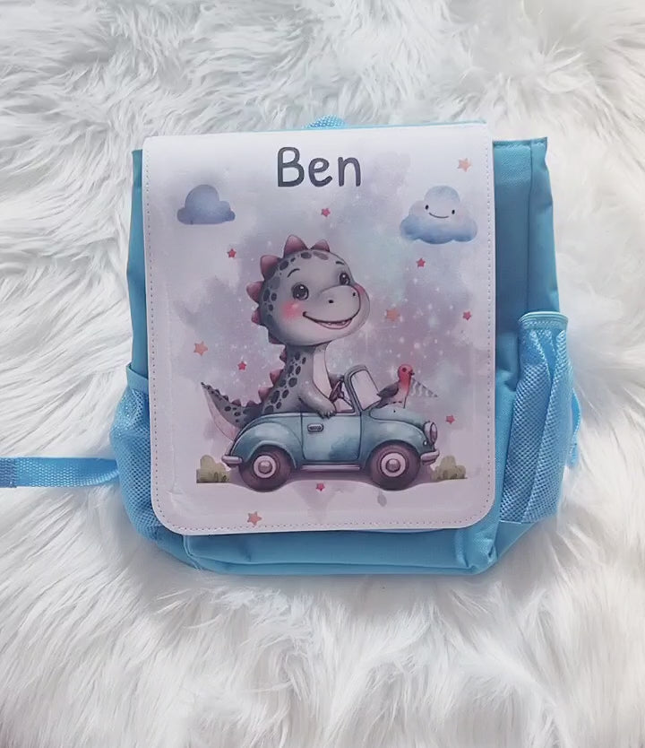 Kindergarten Rucksack personalisiert mit Name Auto Drache Jungen Kindergartentasche Kita Kinder - CreativMade