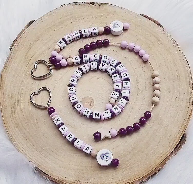 Personalisierte Rechenkette Einhorn mit Buchstaben & Holzperlen – Lernhilfe für Kinder - CreativMade