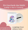 Personalisierte Kinderspardose mit Namen Einhorn – Keramik Spardose zur Einschulung, Geburt oder Taufe - CreativMade 
