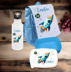 Set Brotdose Trinkflasche und Rucksack personalisiert mit Namen Rakete Kinder Edelstahl Flasche Kita Kindergarten Kinderrucksack - CreativMade