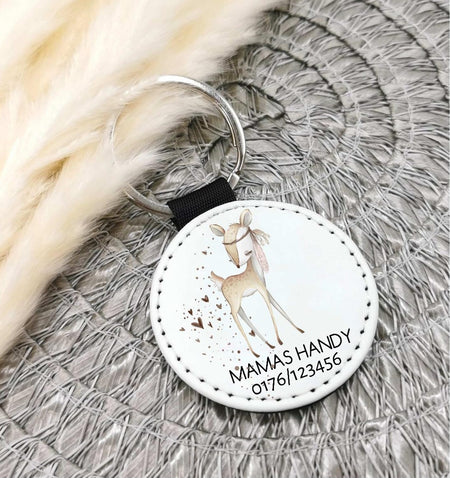 Schlüsselanhänger Anhänger Notfallnummer Reh Mädchen Geschenk - CreativMade 