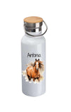 Personalisierte Kinder Trinkflasche mit Namen Pferd – Edelstahl Thermosflasche auslaufsicher für Kindergarten & Schule - CreativMade