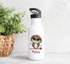 Personalisiertes Kinder Trinkflaschen- & Tassen-Set mit Namen Eule – Edelstahl Trinkflasche 500 ml für Schule & Kindergarten - CreativMade