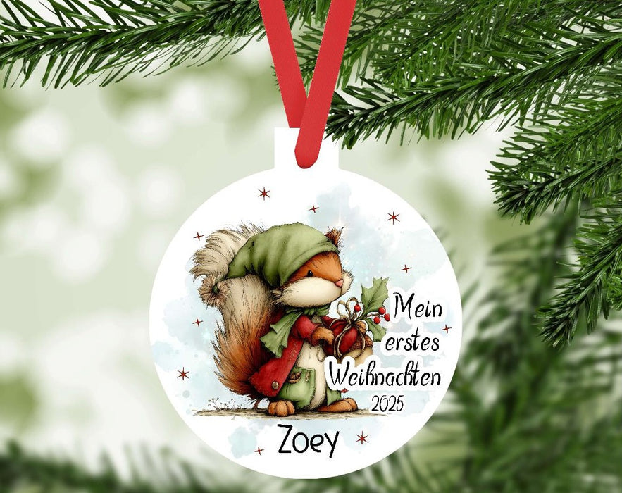 Personalisierter Christbumschmuck & Weihnachtsbaumanhänger Baby – Mein erstes Weihnachten mit Namen aus Aluminium – Geschenkidee zur Weihnachtsdeko - CreativMade 