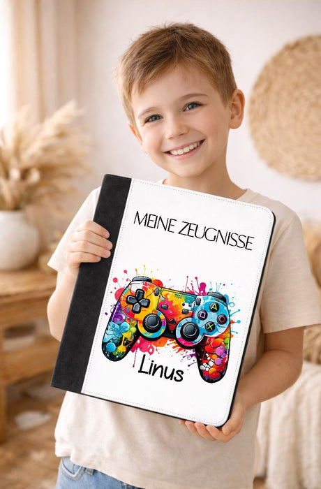 Personalisierte Zeugnismappe mit Namen Controller – Mappe für Schulzeugnisse A4 | Geschenk zur Einschulung Jungen - CreativMade 