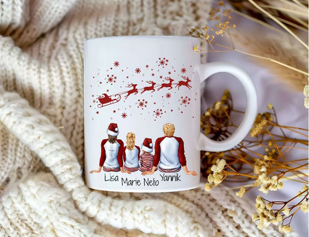 Tasse Personalisierte Weihnachtstasse Familie & Freunde – Keramik mit Namen Weihnachtsgeschenk - CreativMade 