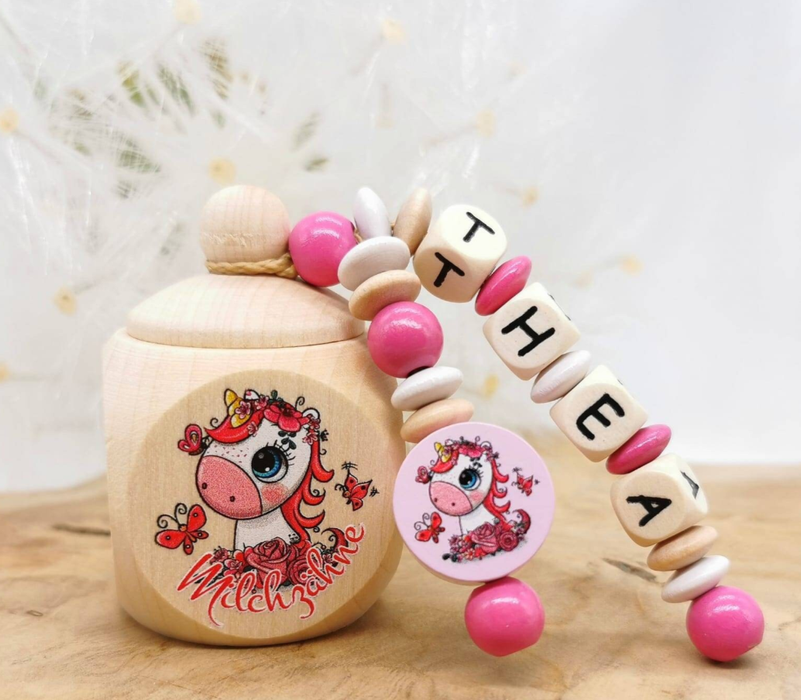 Milchzahndose Baby Einhorn Mädchen personalisierte Zahndose mit Namen | CreativMade .