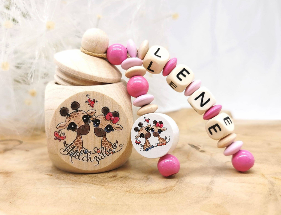Milchzahndose Giraffe Mädchen personalisierte Zahndose mit Namen | CreativMade .