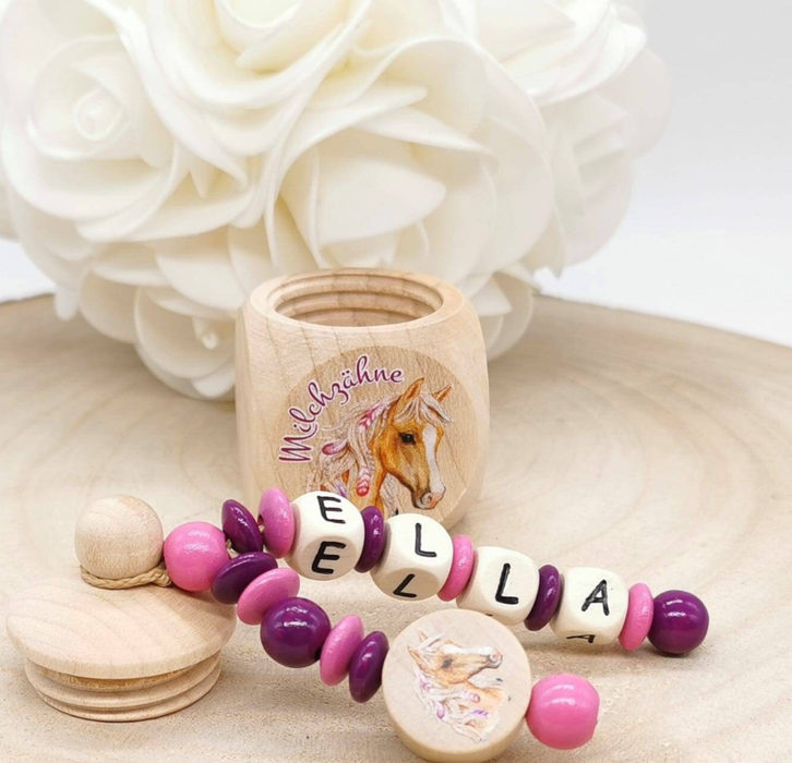 Milchzahndose Pferd Boho Mädchen personalisierte Zahndose mit Namen | CreativMade .